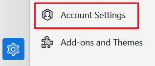 configuración de la cuenta del menú de configuración de TB