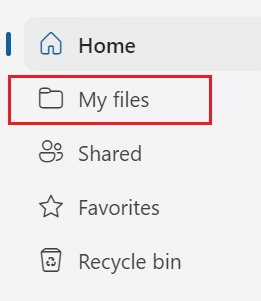 Select My Files from OneDrive menu