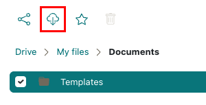 An example of a folder selected with the Download button highlighted.