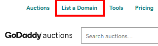 Auktionen-Listet eine Domain auf