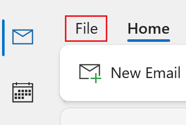 File menu in outlook