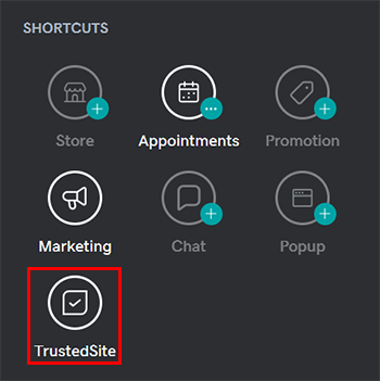 TrustedSite in the website builder shortcuts menu