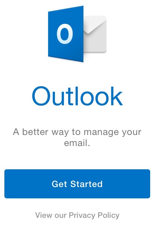 Click Get Started in Outlook app.