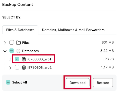 selecciona tu base de datos