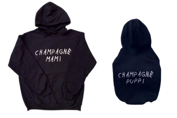 champagne mami-puppi-matching dog hoodies