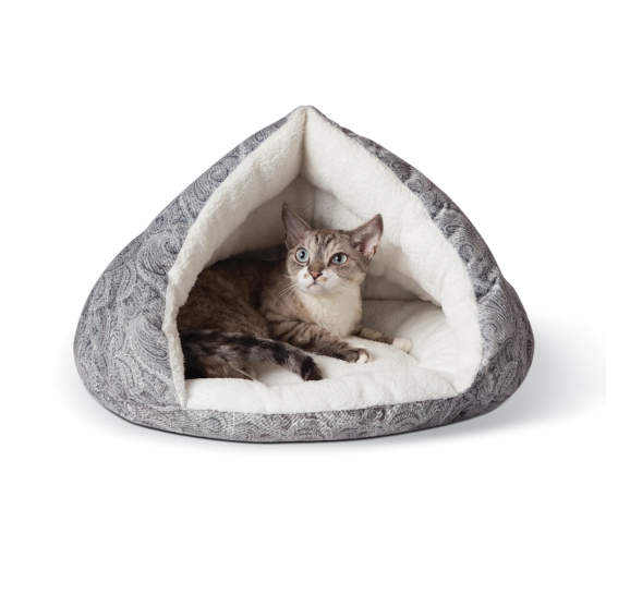K&H Self-Warming Kitty Hut Gray Pet Bed