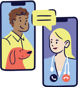 Pawp user chatting with vet via cell phones