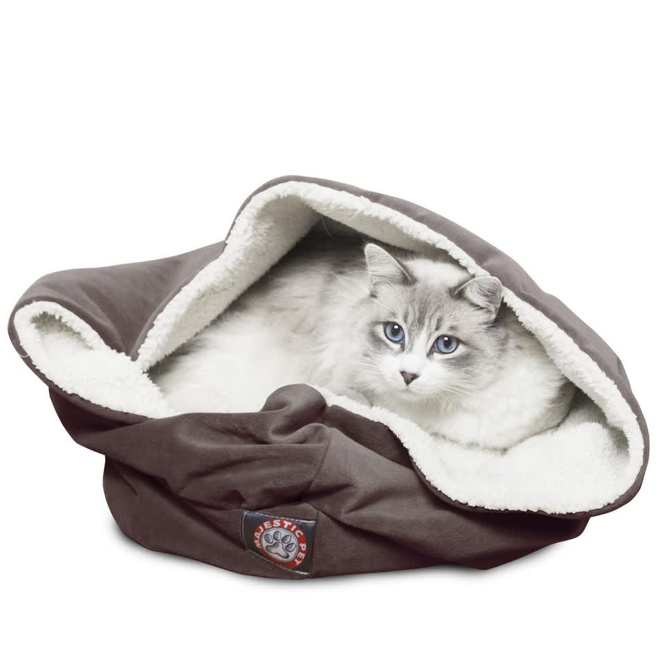 majestic pet suede burrow cat bed
