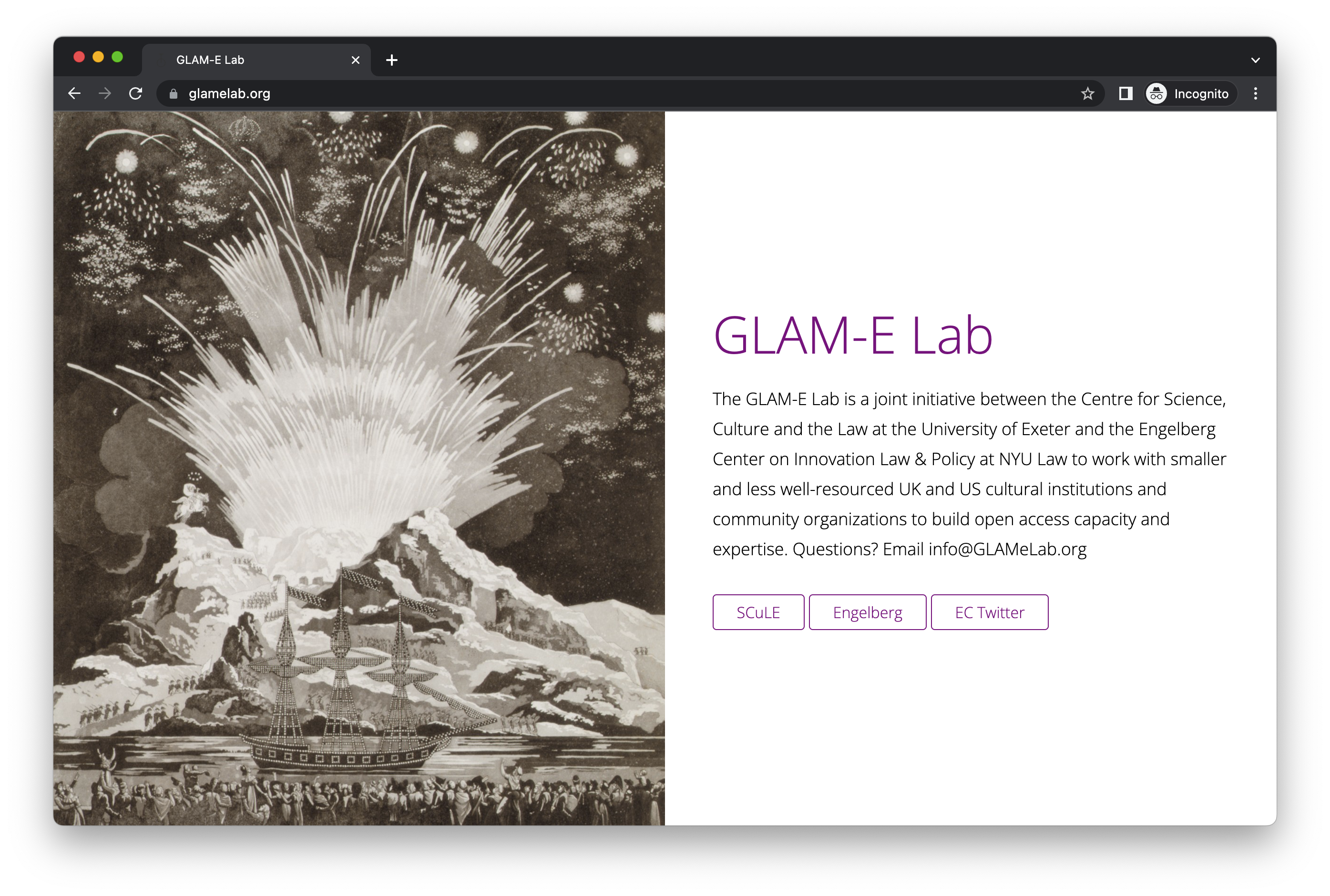 Glam-E Lab website screenshot