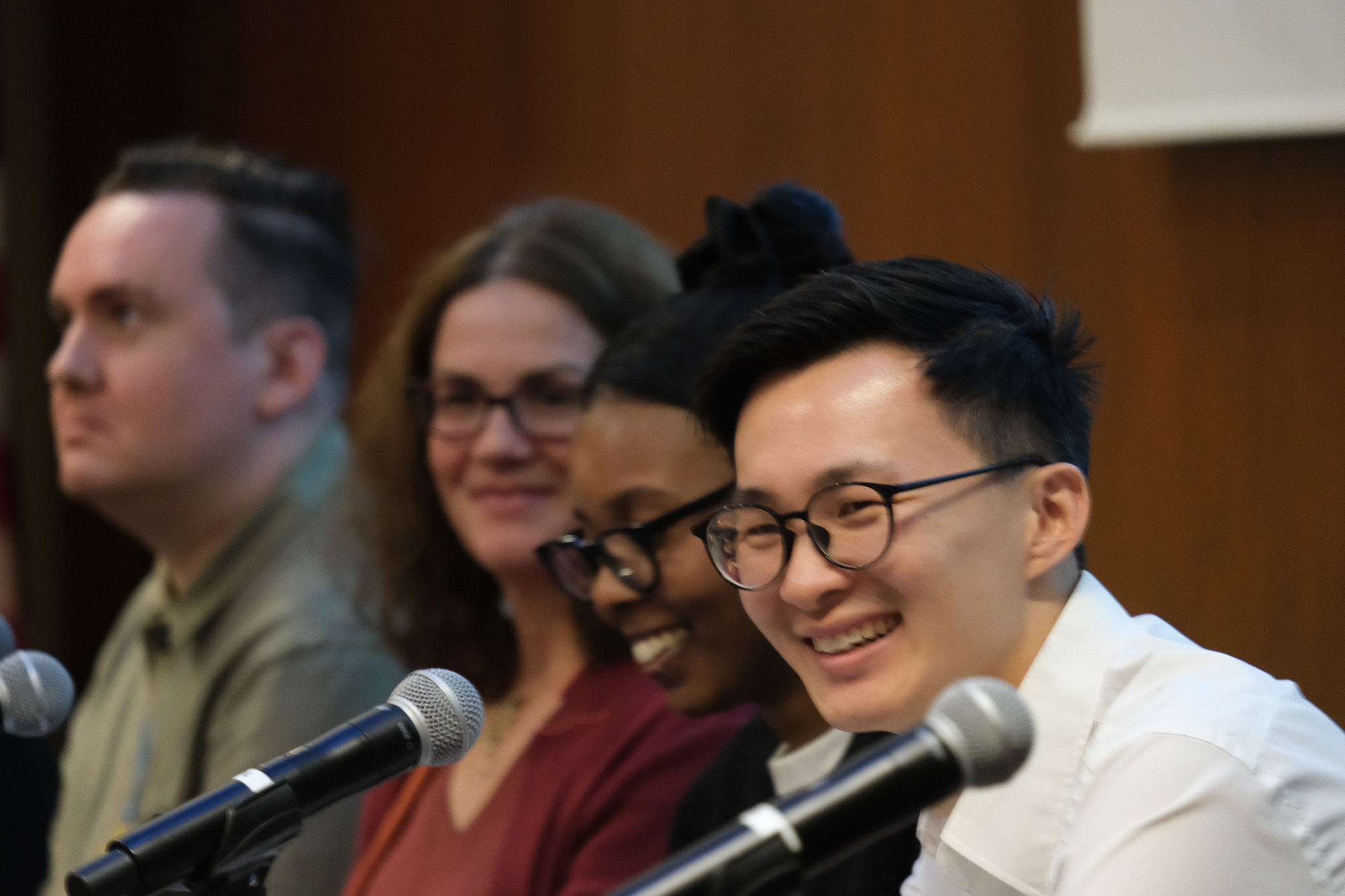 Science, Health, and Information Clinic student Humphrey Shen, with other panelists
