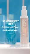 Tekst informujący, że serum łagodzące do codziennego stosowania Satin Care nie zawiera parabenów, barwników, substancji zapachowych i silikonów