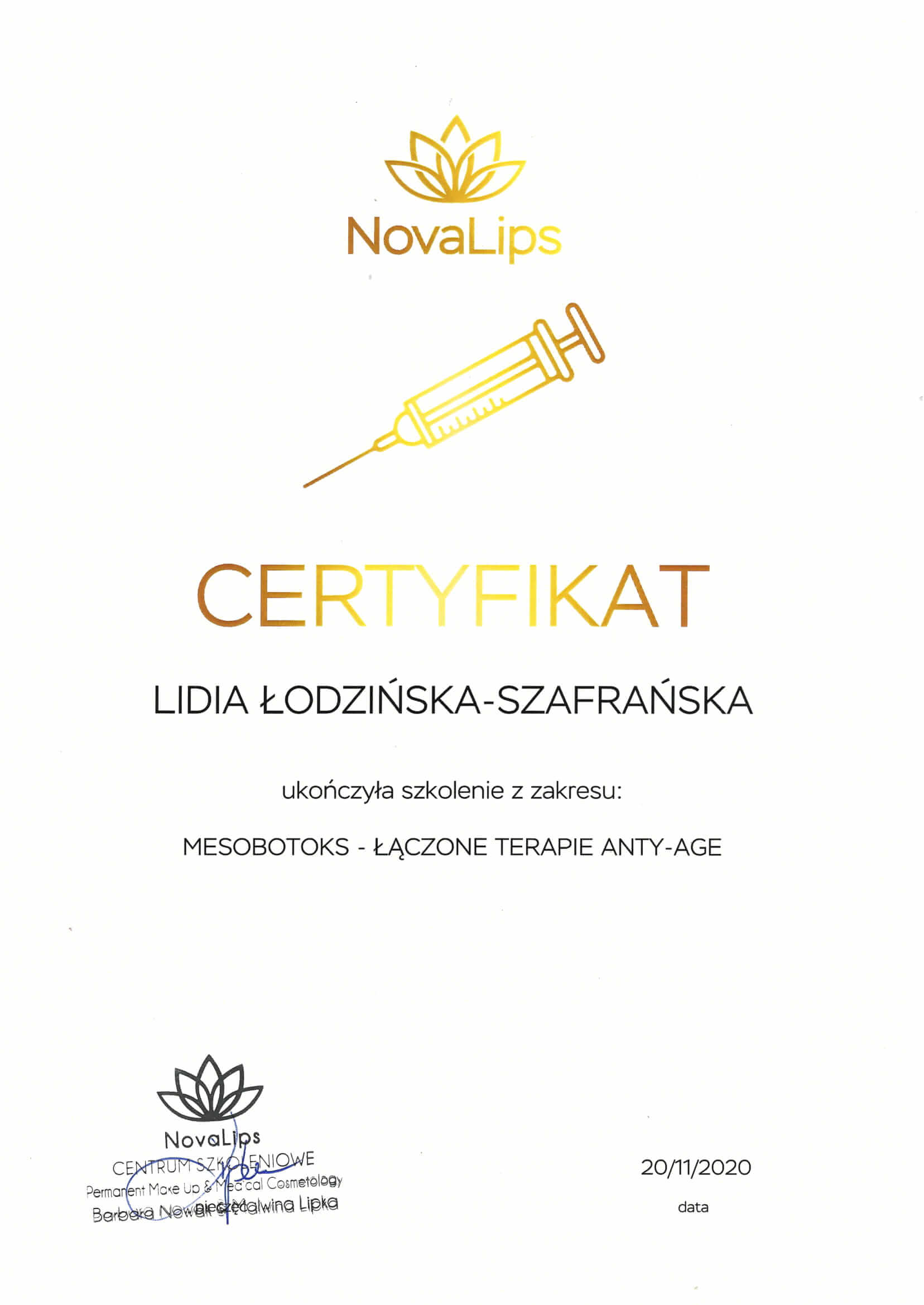 certyfikat NovaLips mesobotoks