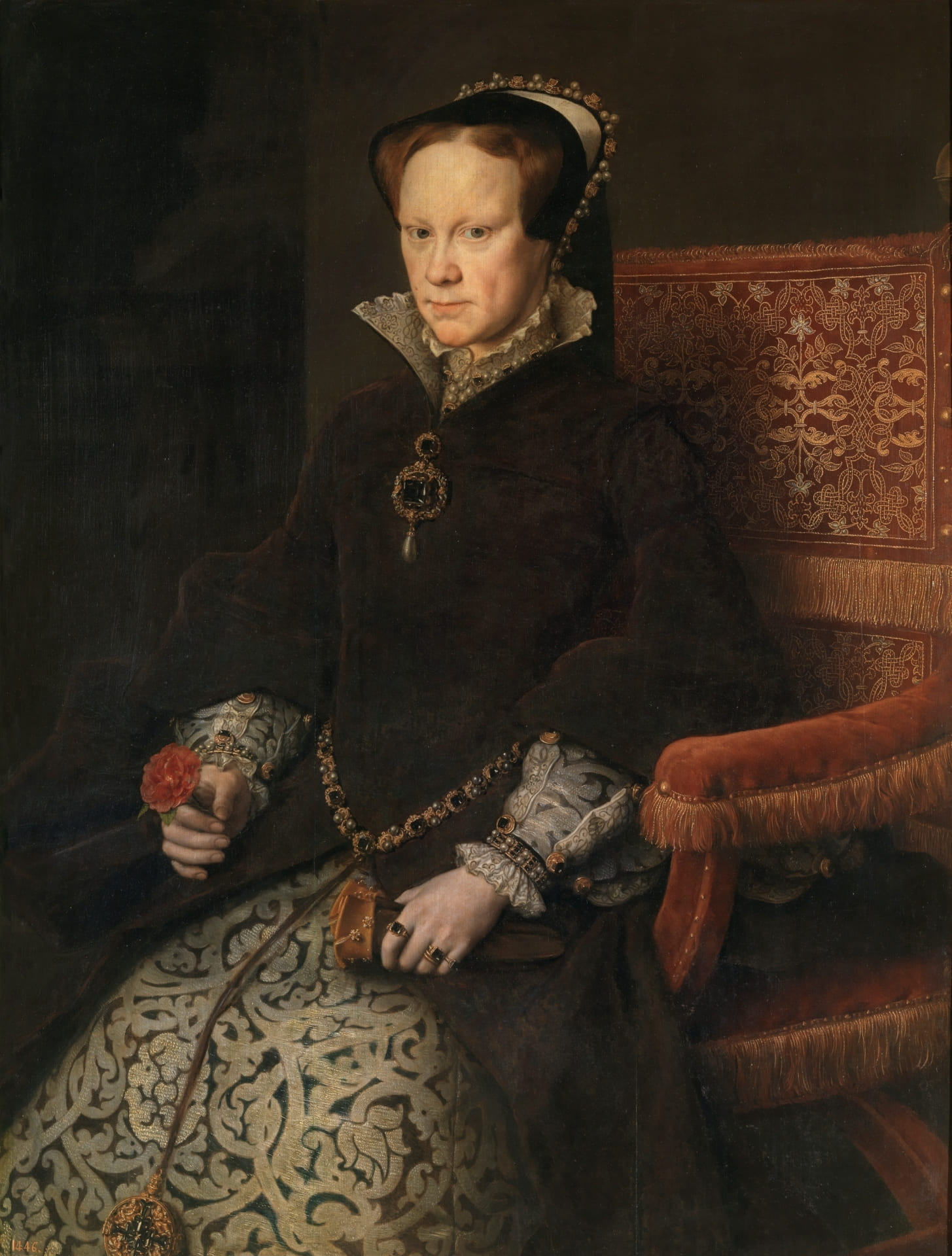 Mary I of England — the atlas matters because it was made for a ruling queen, not merely for a collector of handsome maps. Credit: Anthonis Mor, Wikimedia Commons, public domain