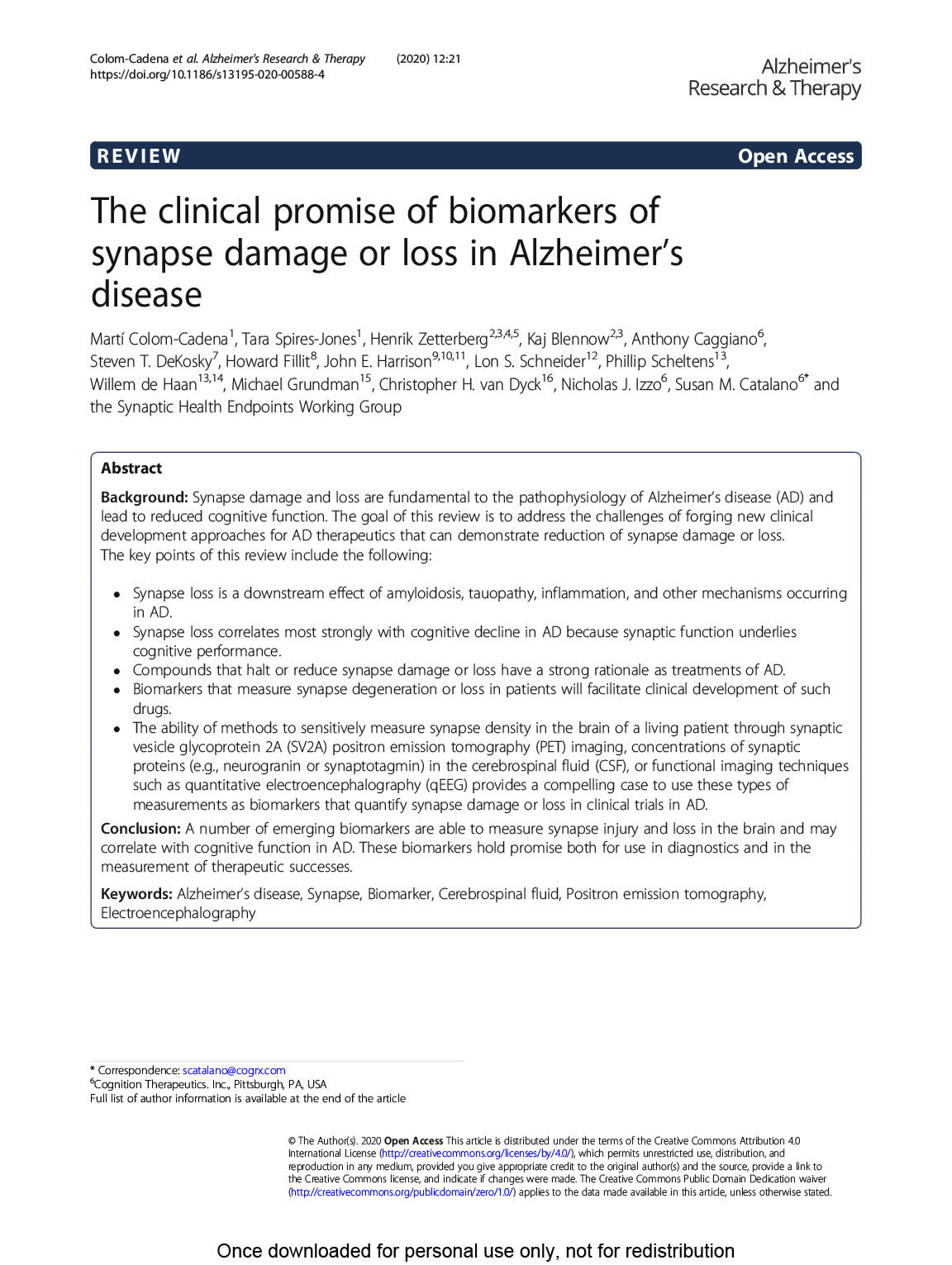Review Of Emerging Biomarkers That Can Be Used To Measure Synapse