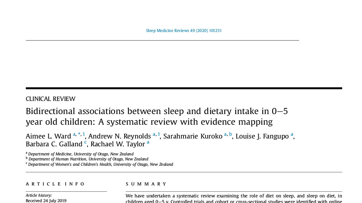 Bidirectional Associations Between Sleep And Dietary Intake In 0 5