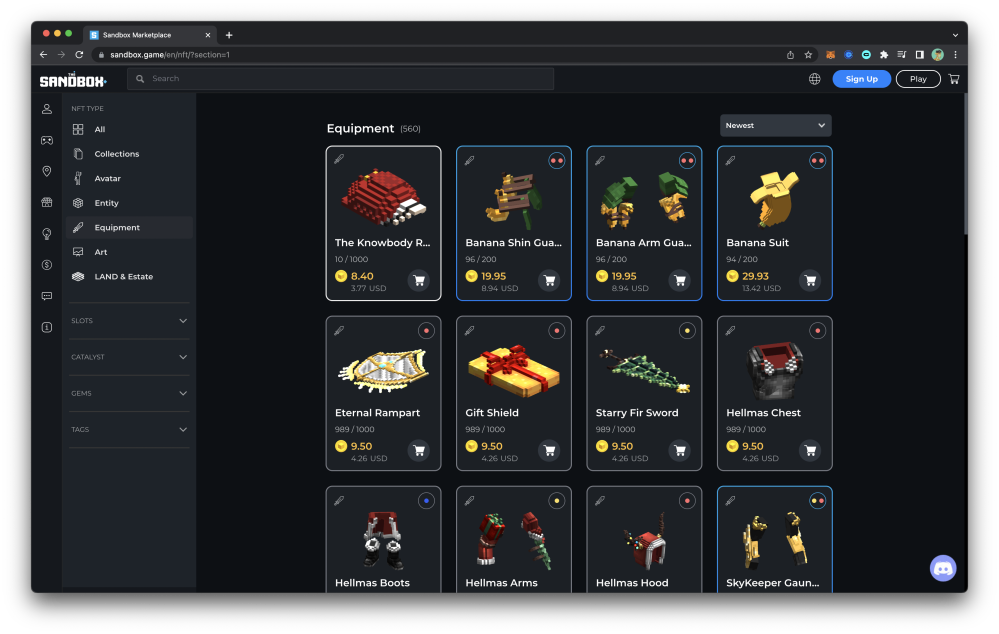 Sandbox has a marketplace dedicated to just in-game items