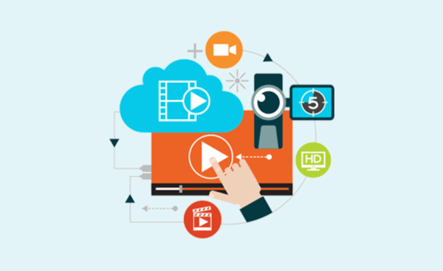 Finger pointing to different things on a computer.