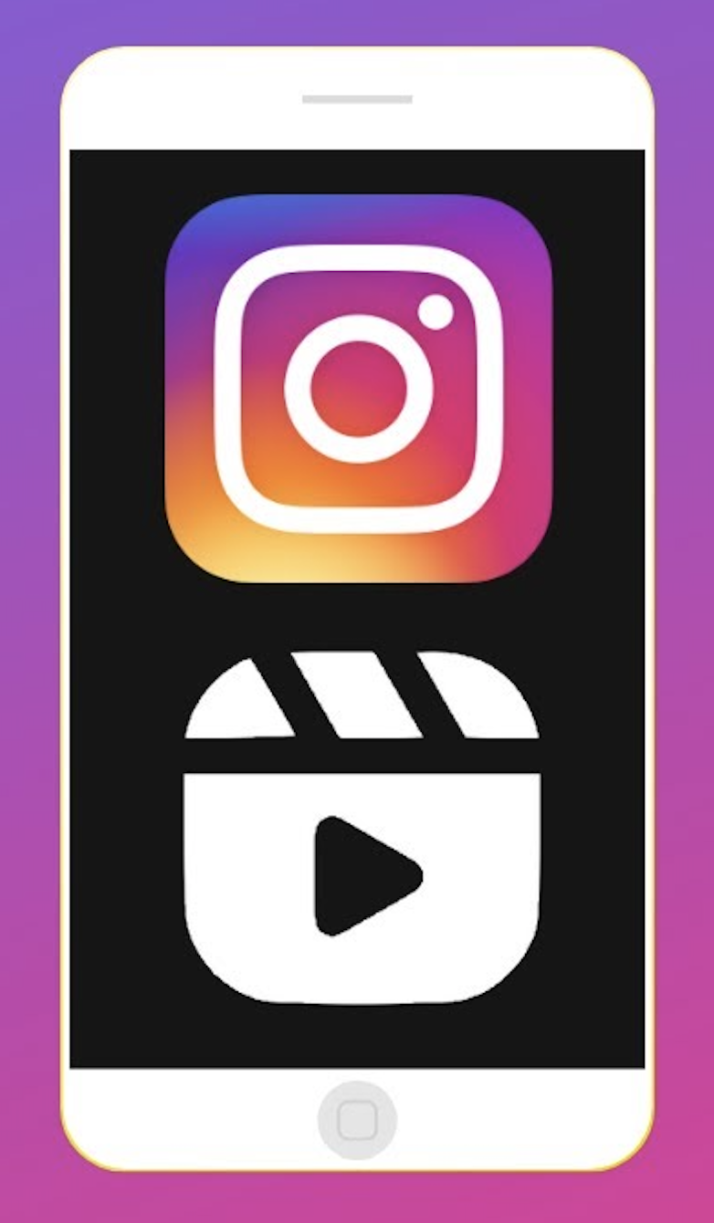 Instagram logo and Reels logo shown on a phone screen.