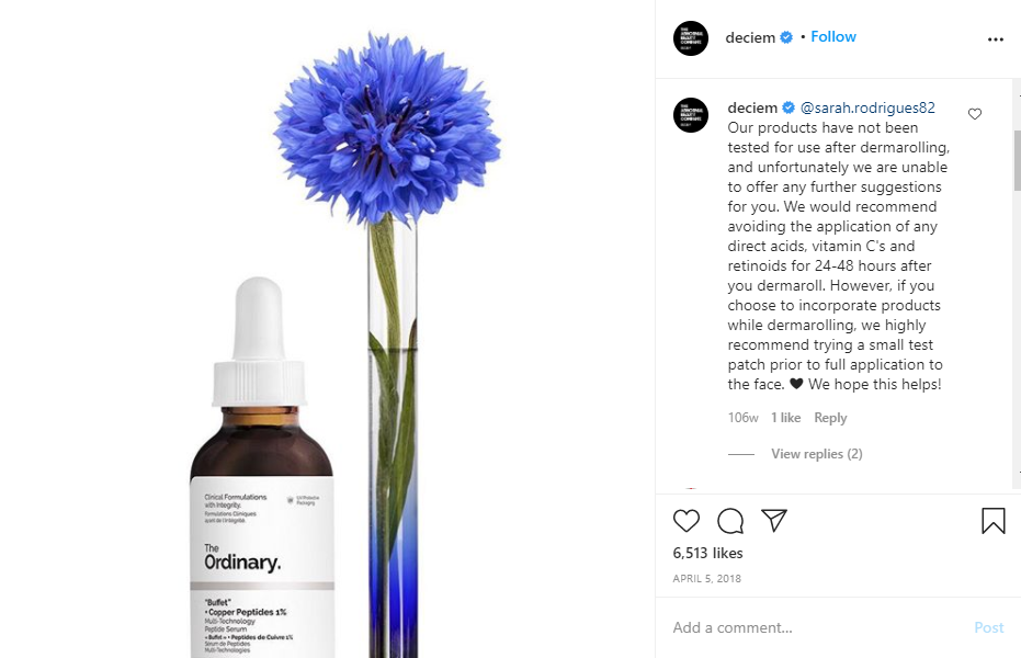 The Ordinary skincare customer response 