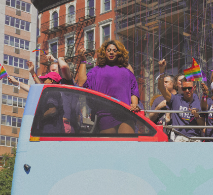 Women and men at NYC Pride 2019.