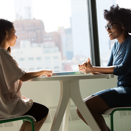 Mentor having a conversation with a mentee