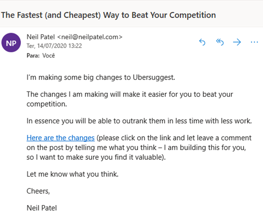 Neil Patel Competition Email 