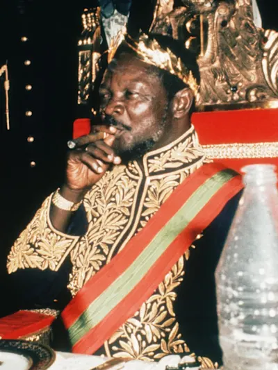 Author unknown, Public Domain, via https://bokassism.fandom.com/wiki/Jean-Bedel_Bokassa Jean-Bédel Bokassa