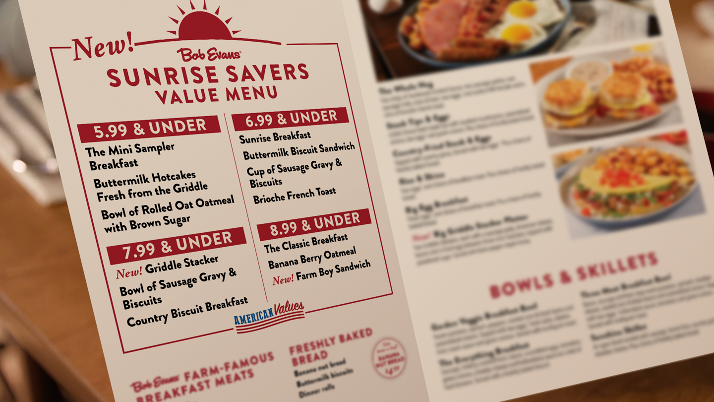 Menu for bob evans restaurant discount