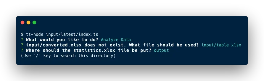 Data analysis script run preview