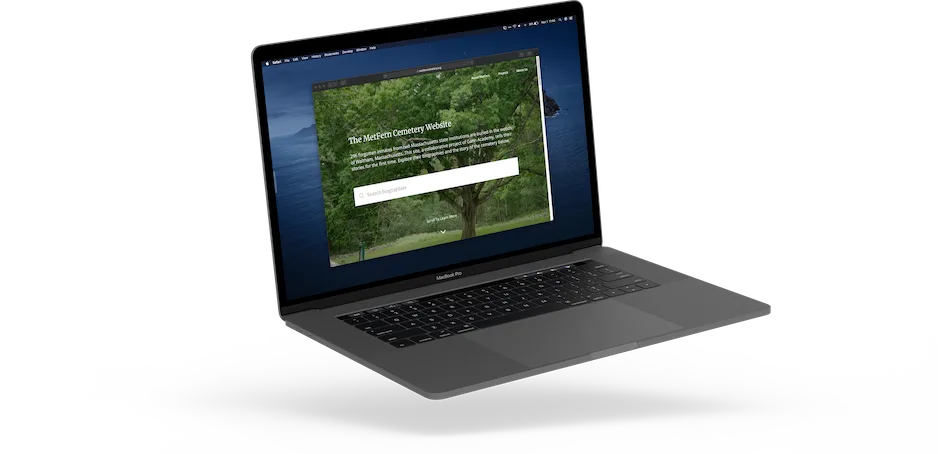 A render of the MetFern Cemetery website on a computer
