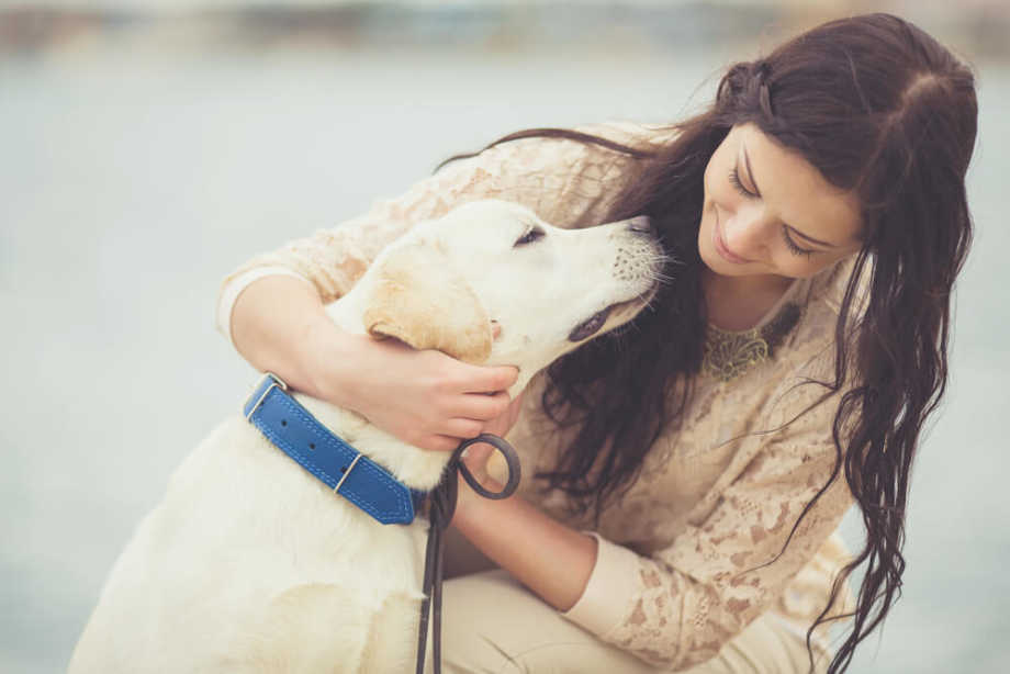 Woman with lab