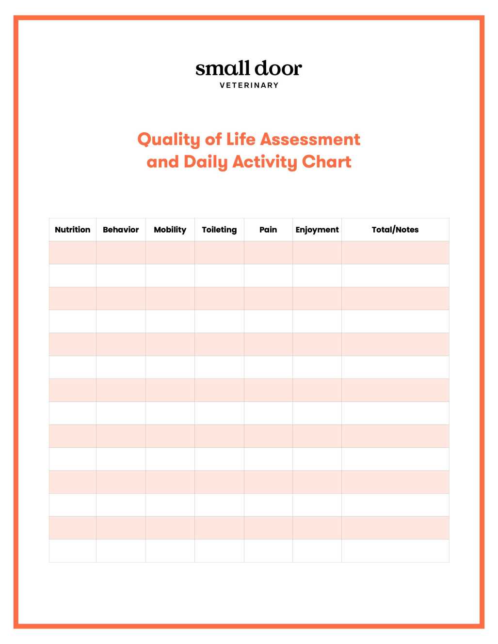 Quality of Life Assessment and Daily Activity Chart