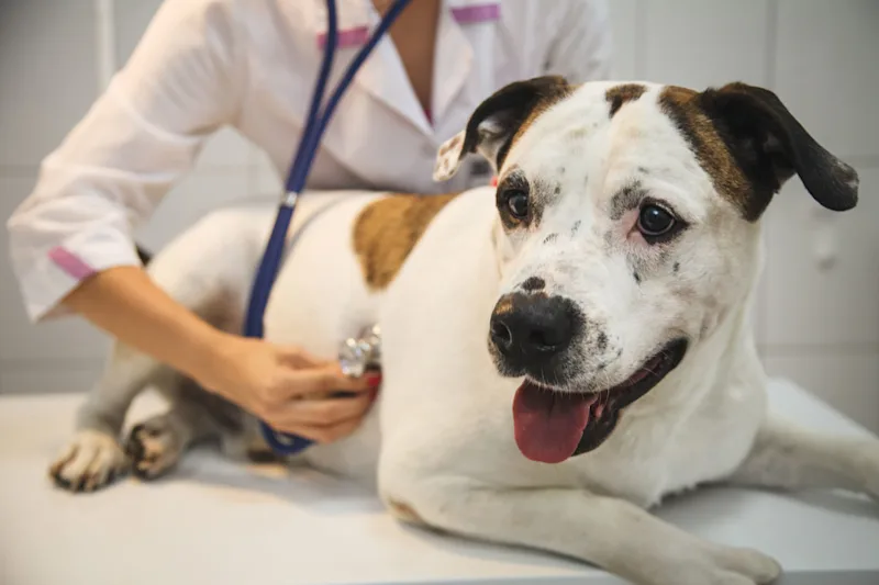 Dog and Vet with Stethoscope