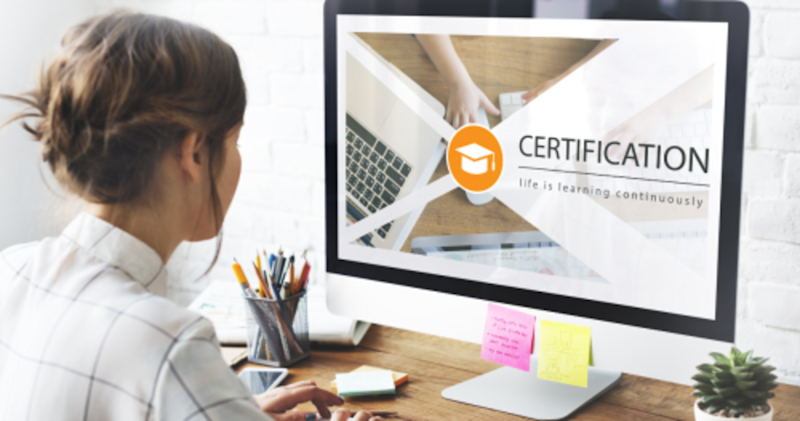 Woman getting a Microsoft Certification