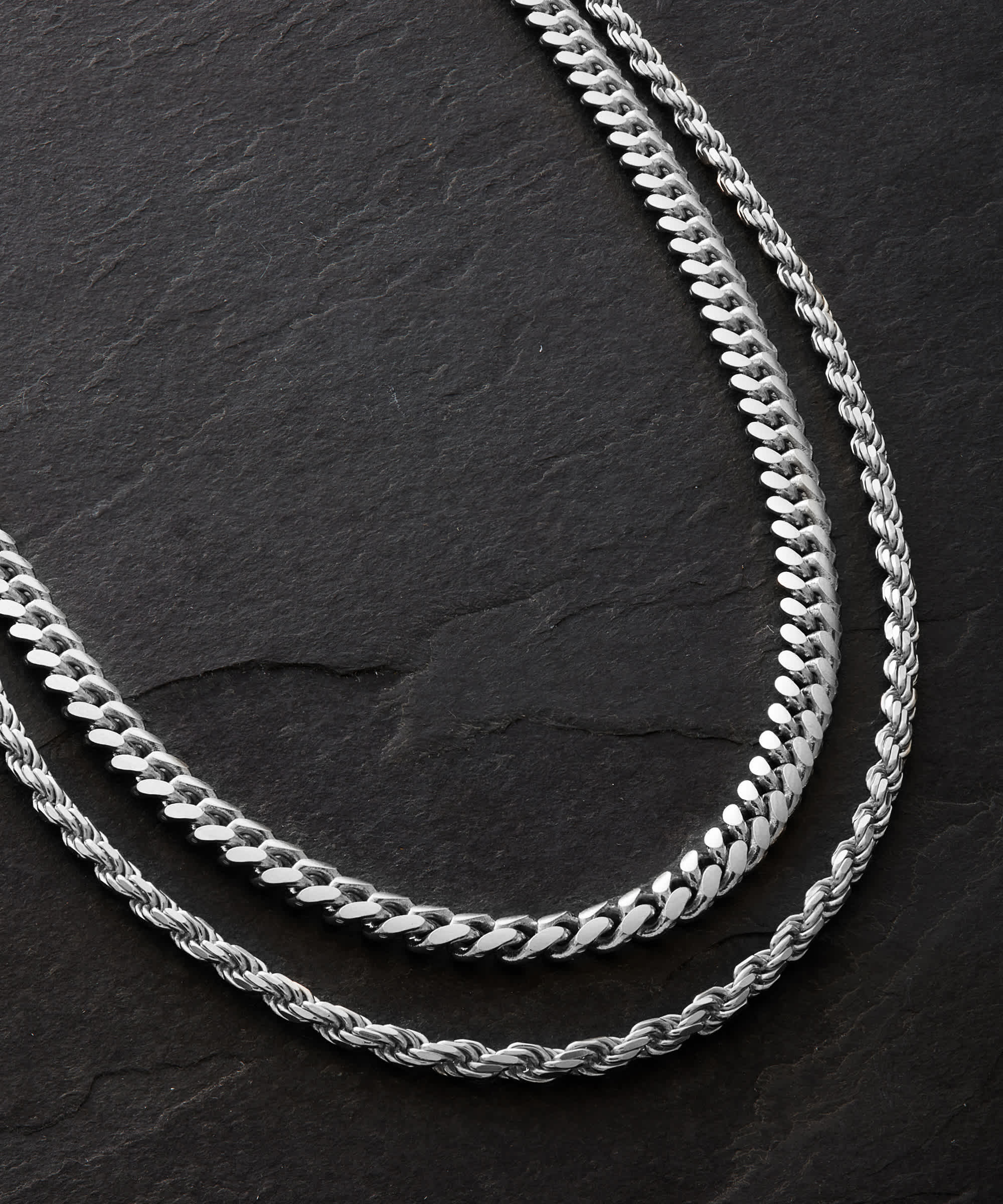 Italian Made - Cuban + Rope Silver