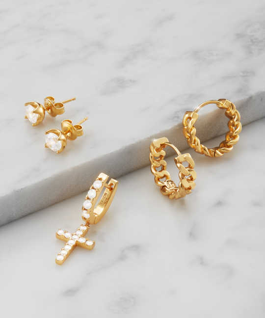 Bezeled Pearl Stud Earrings - Gold - JAXXON