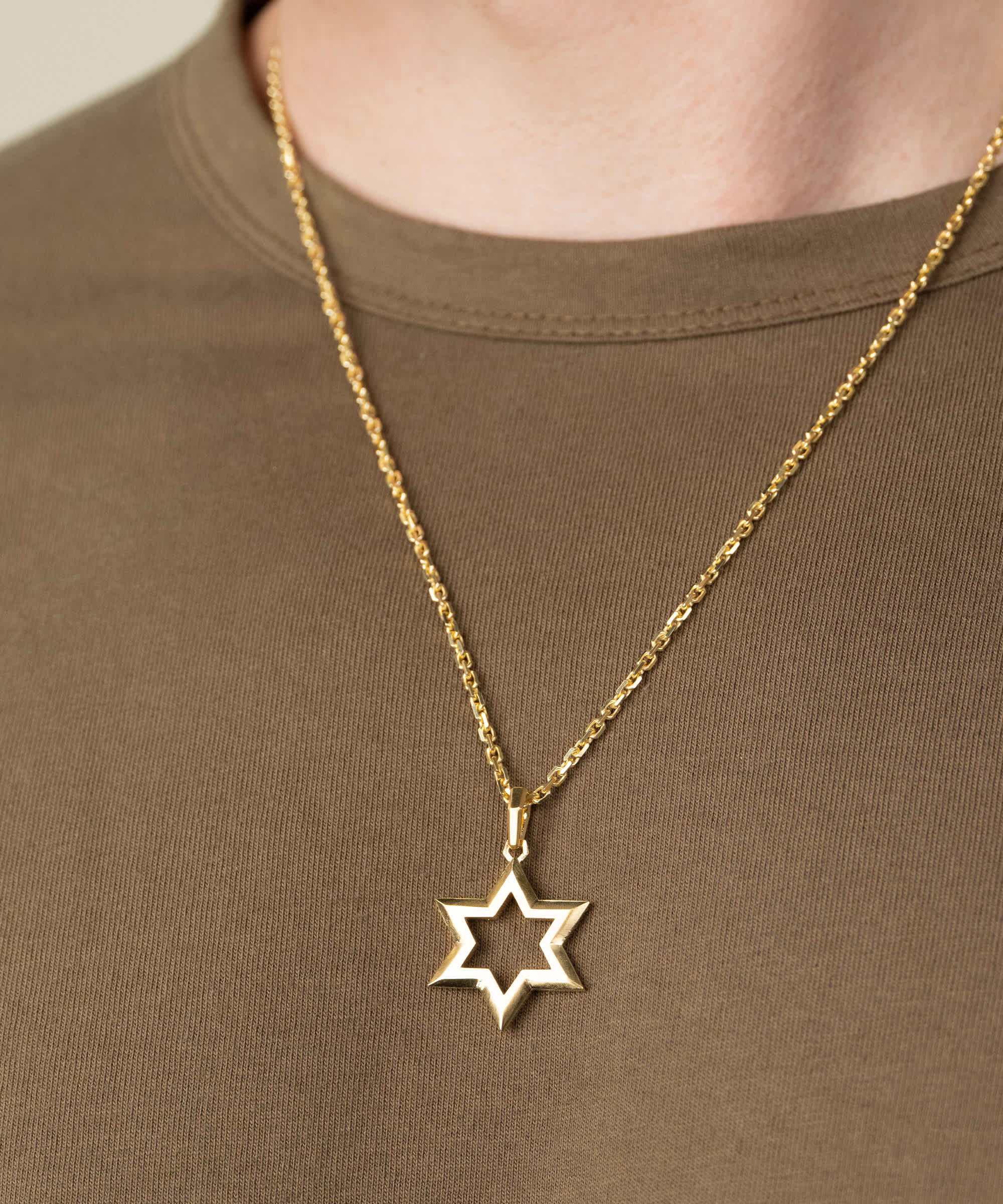 Chain Included - Gold Star of David Pendant Necklace