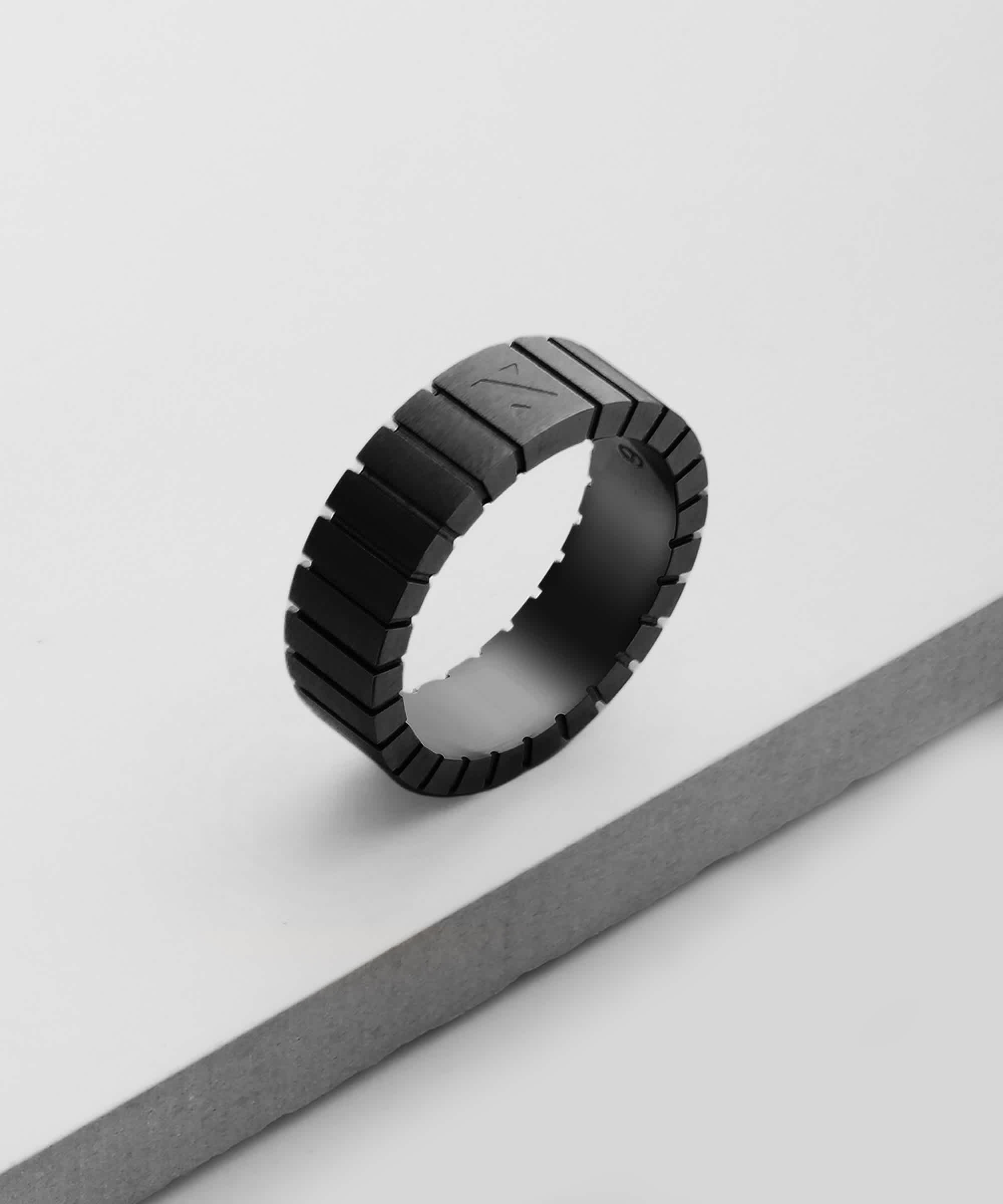 Engravable - Black Ridge Ring