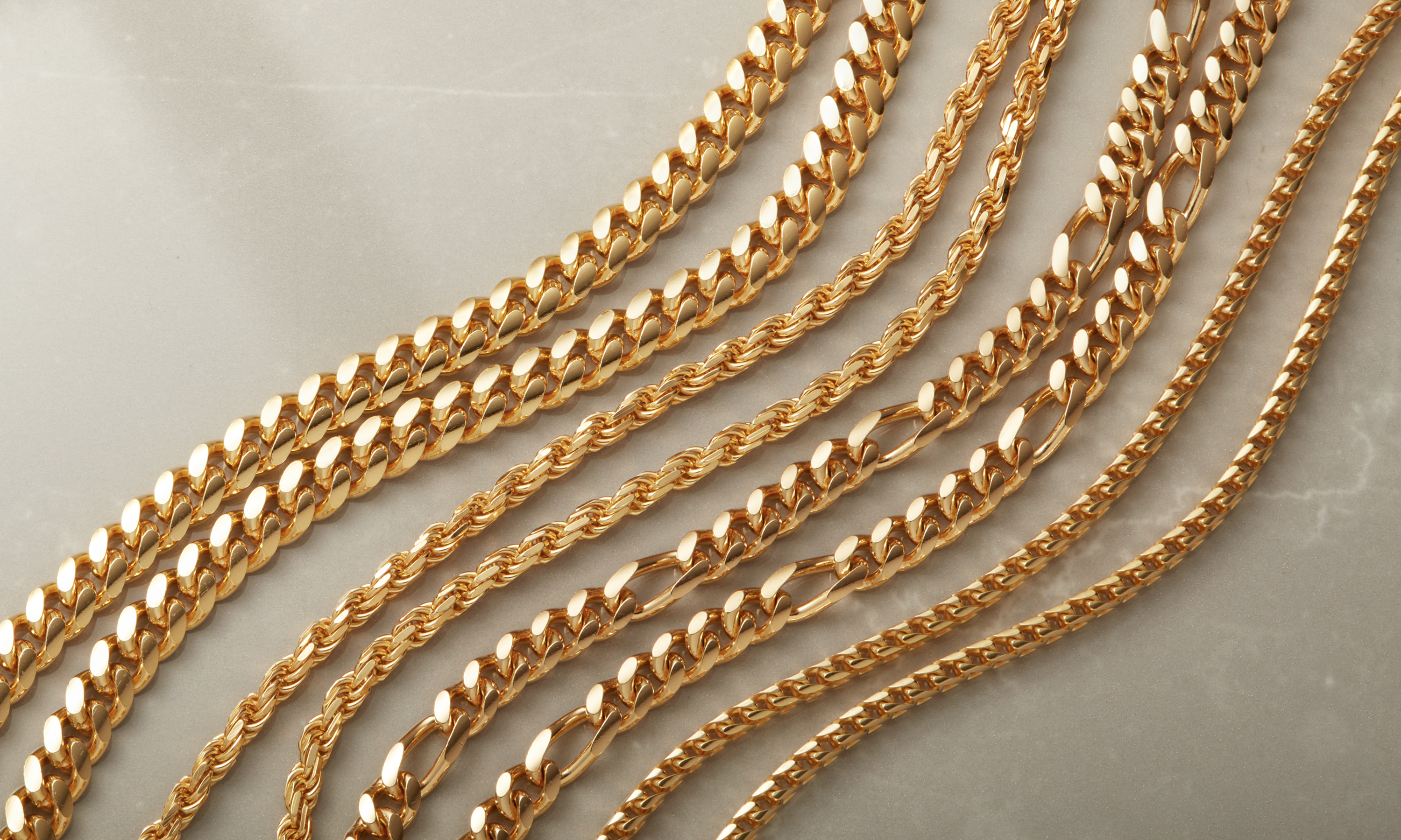 All types of gold on sale chains