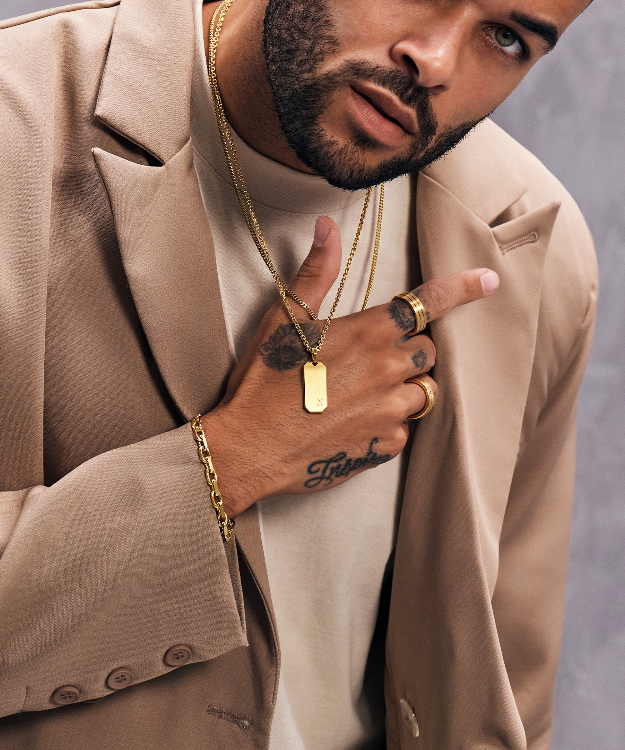 Beverly Pendant Men's Modern Gold Tag Pendant JAXXON