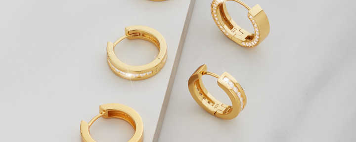 Studded Inset Hoop Earrings - Men's Gold Hoops - JAXXON