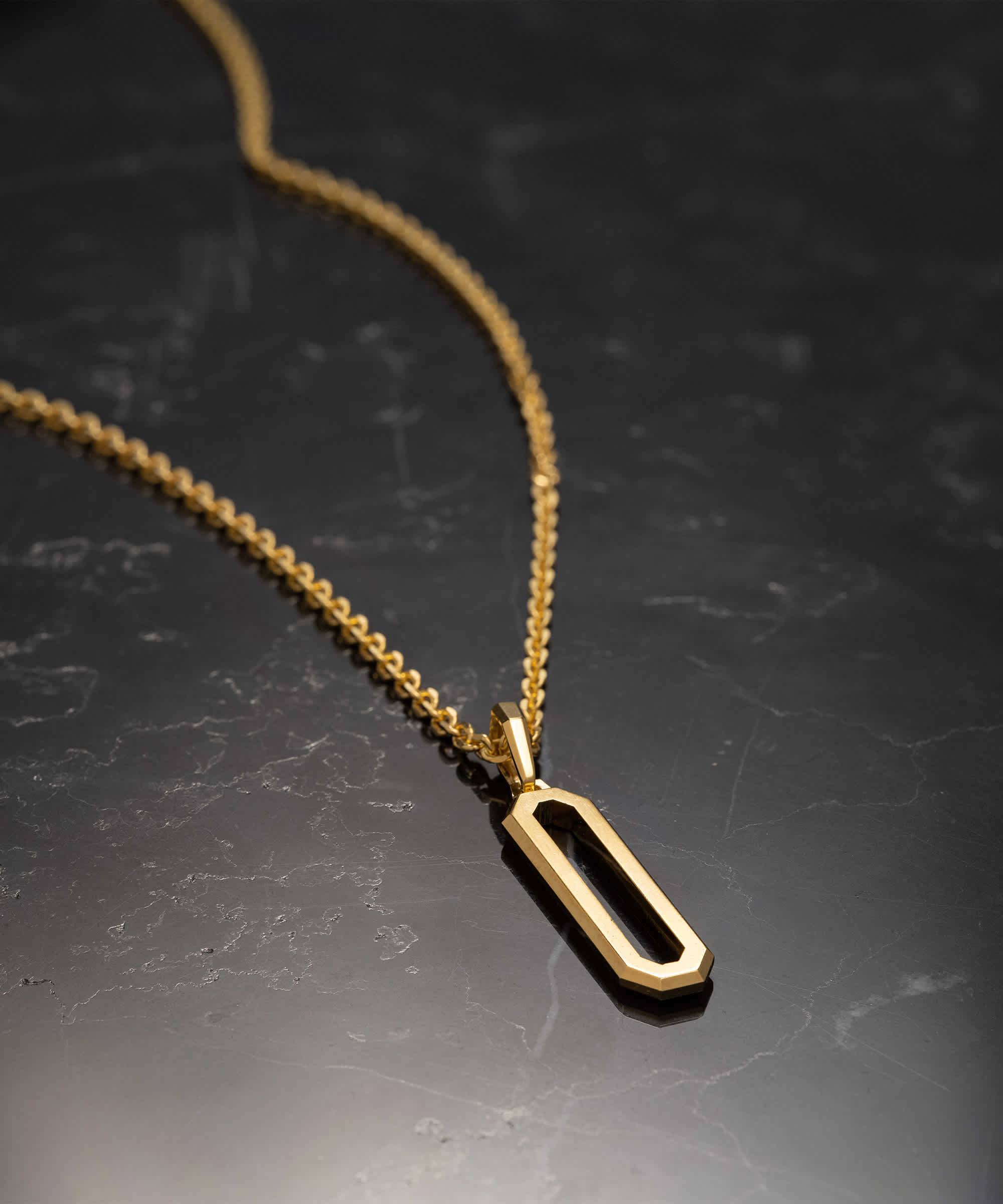 Chain Included - Gold Pillar Pendant Necklace