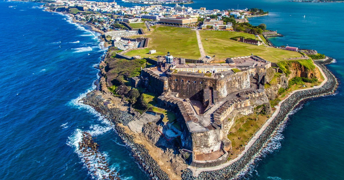 Aerial view of Castillo San Felipe del Morro in Old San Juan Puerto Rico