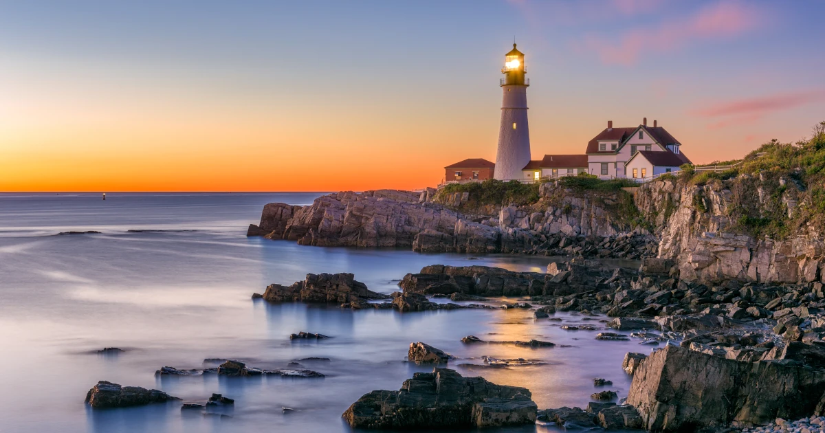 The Portland Head Light in Maine at dusk | Swyft Filings