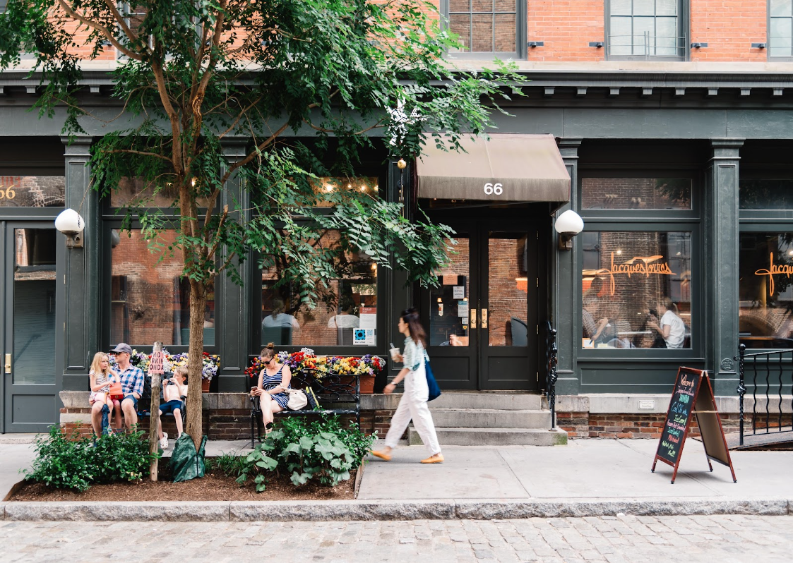 City restaurant storefront