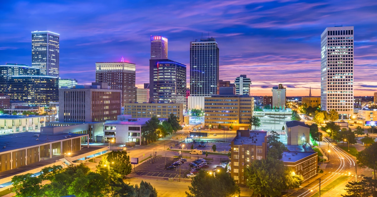 The Tulsa, Oklahoma skyline at dusk | Swyft Filings