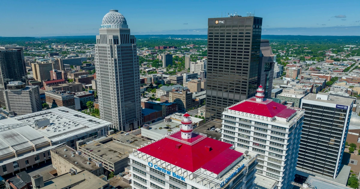 Aerial view of downtown Louisville Kentucky