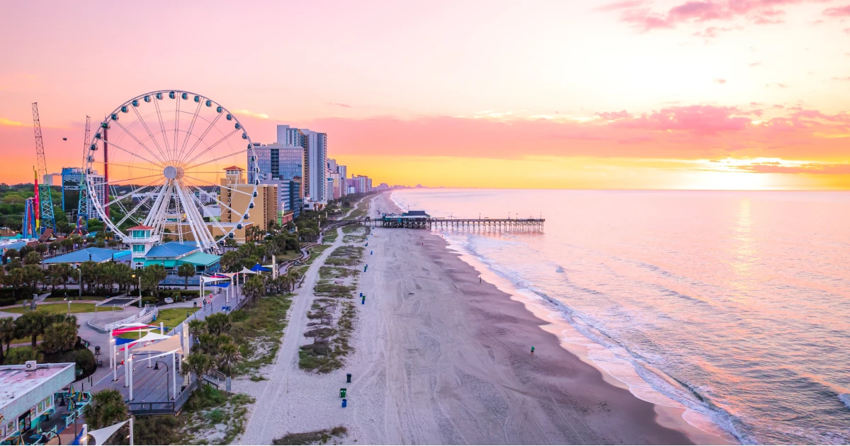 A view of Myrtle Beach, South Carolina from above at sunrise | Swyft Filings