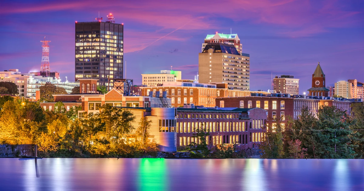 Manchester, New Hampshire, USA Skyline on the Merrimack River