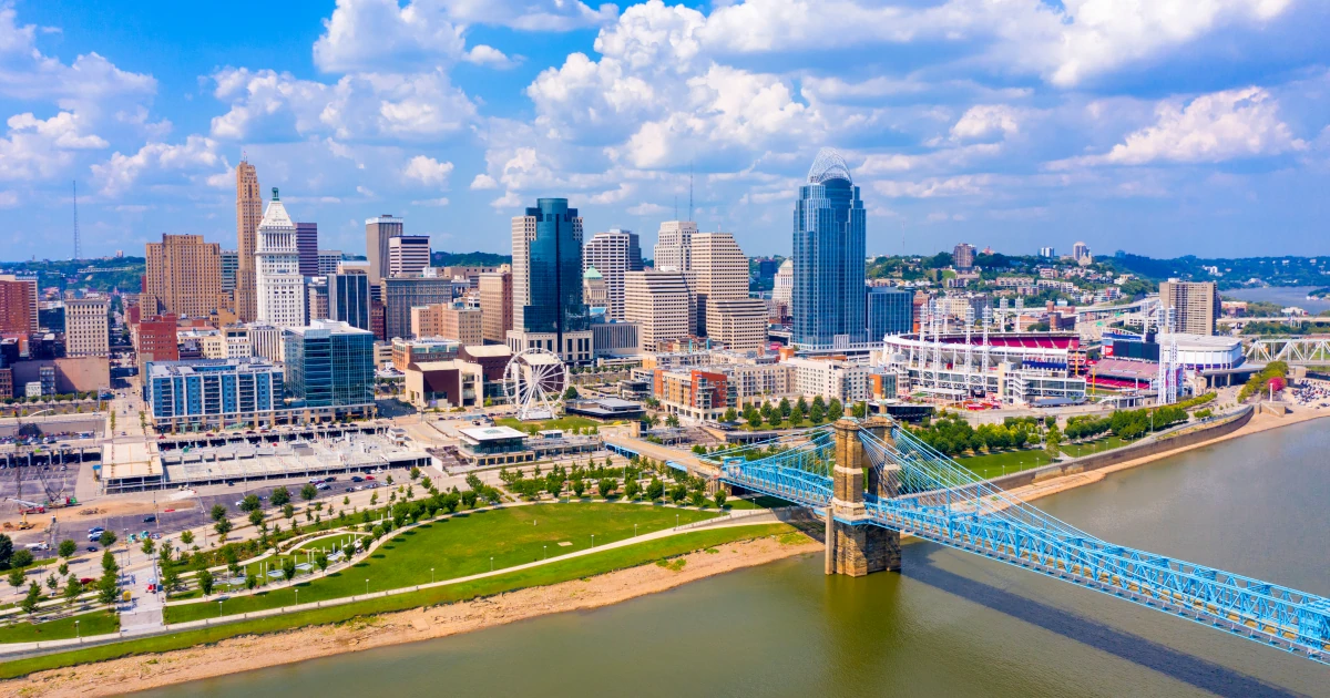 An aerial view of the Cincinnati, Ohio skyline | Swyft Filings